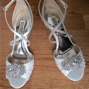 Badgley Mischka Tacey White Satin Wedges